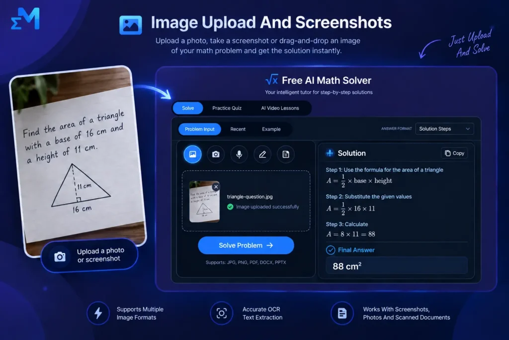 Your Free Math Solver And AI Homework Helper 2 Image upload and screenshot method